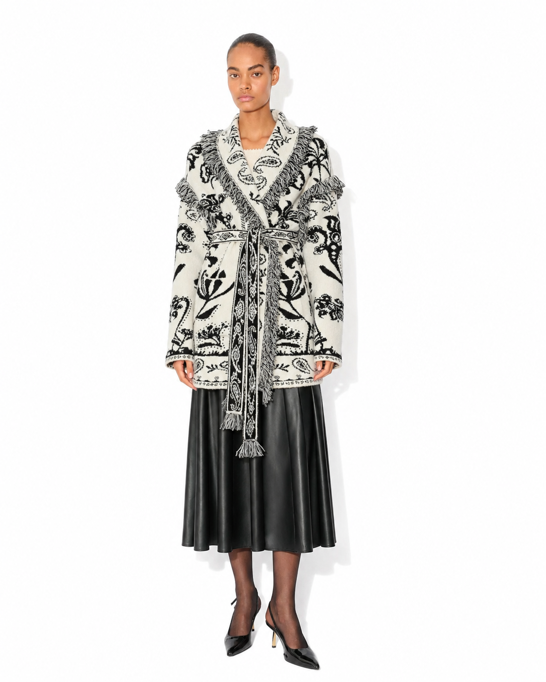 Aurelia Jacquard Cardigan i Hvit