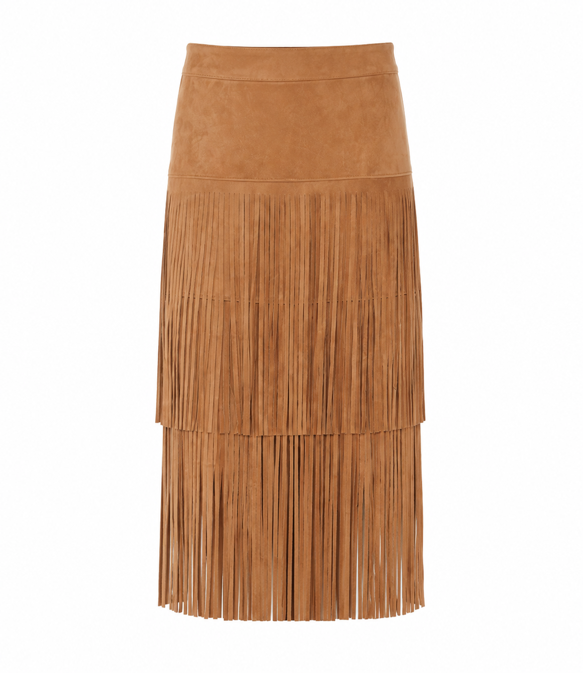 Jolene Fringe Suede Skirt i Brunn
