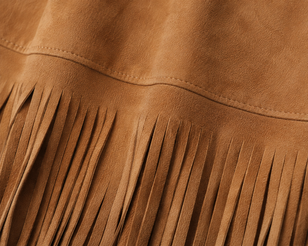 Jolene Fringe Suede Skirt i Brunn