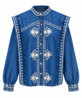 Linnea Embroidered Denim Blouse