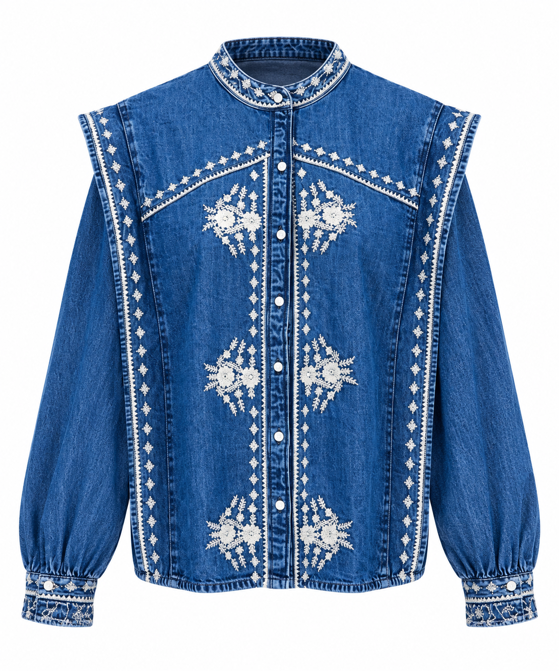Linnea Embroidered Denim Blouse