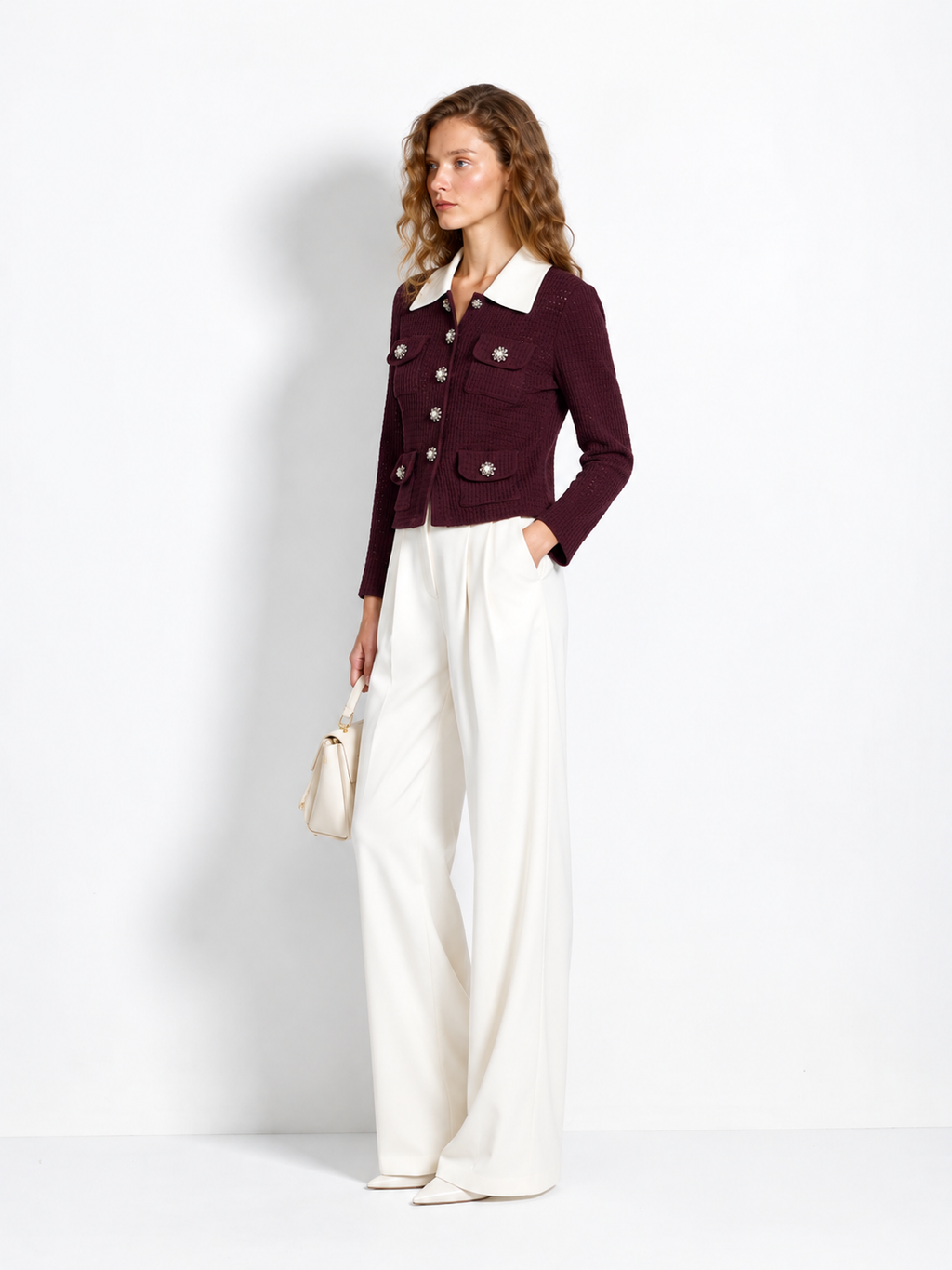Gina Knit Cardigan – Burgundy