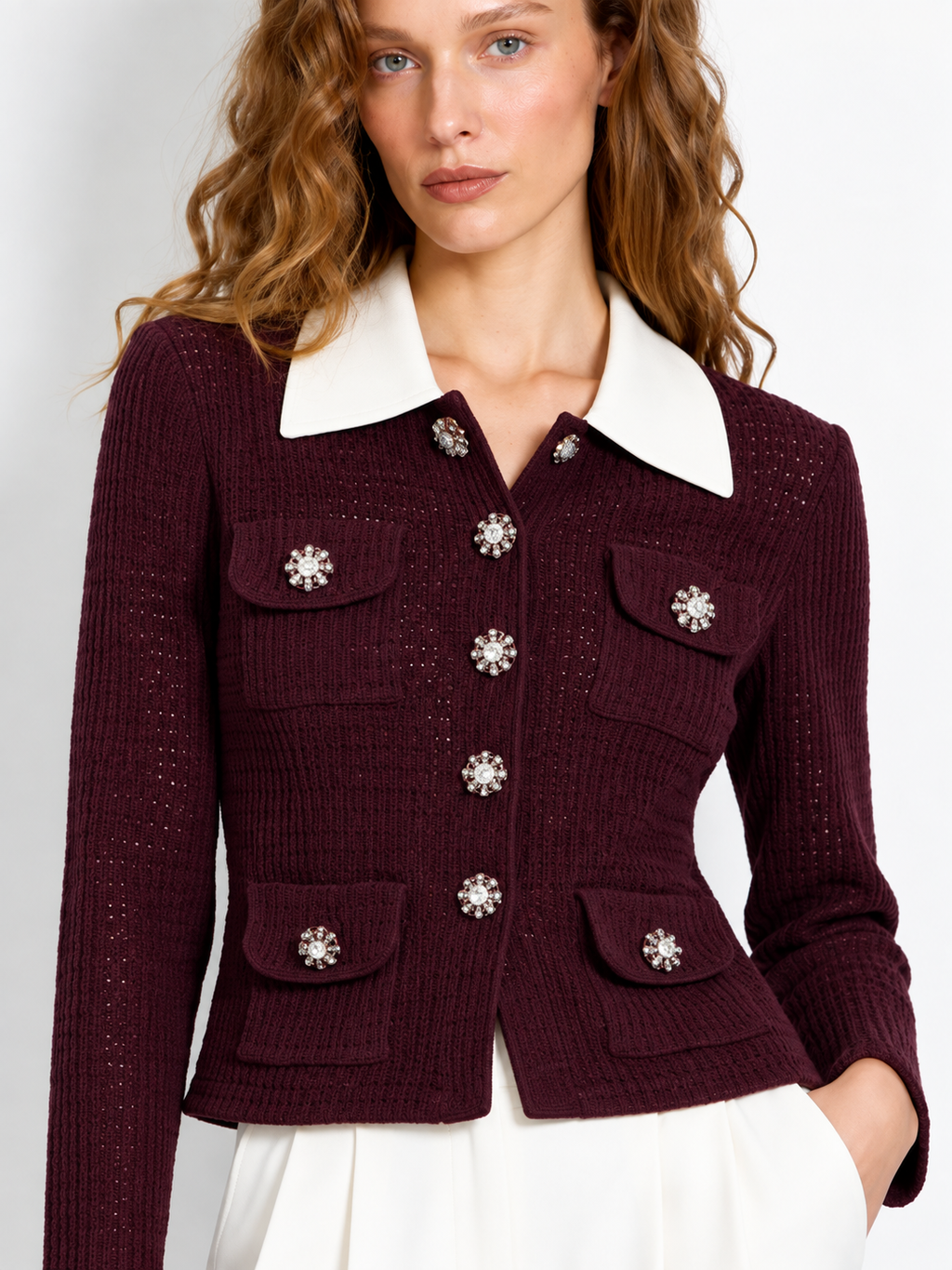 Gina Knit Cardigan – Burgundy