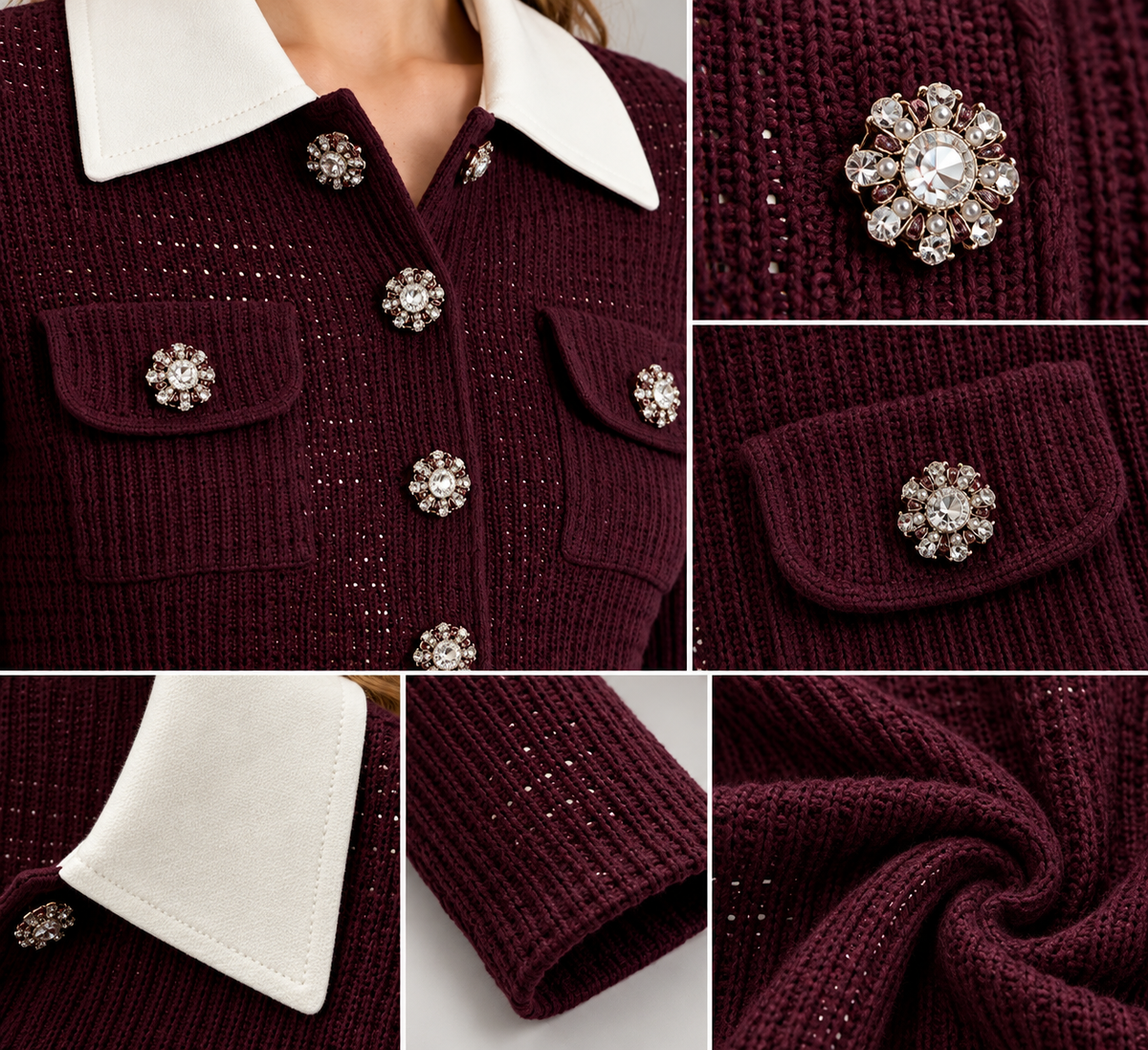 Gina Knit Cardigan – Burgundy