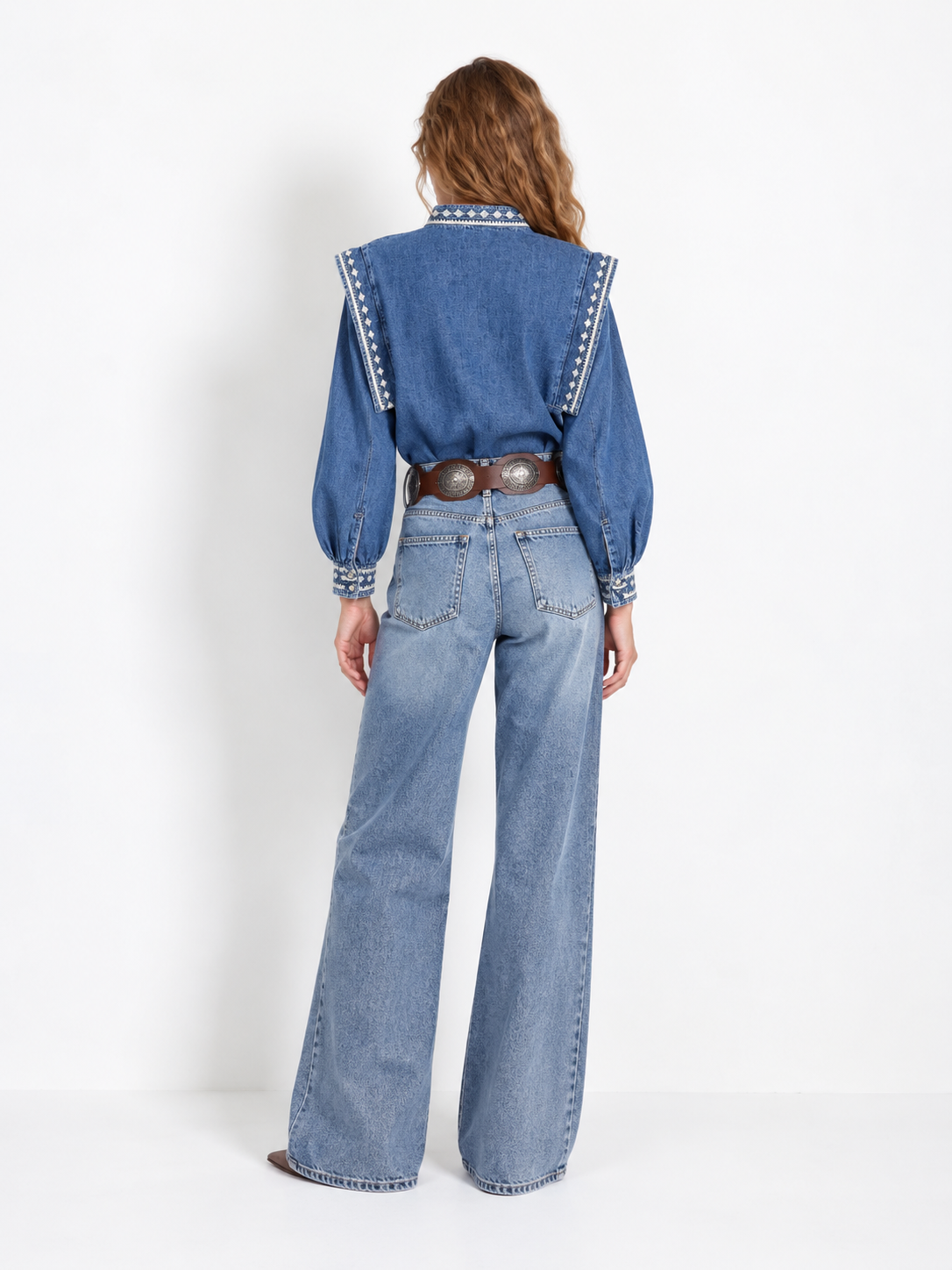 Linnea Embroidered Denim Blouse