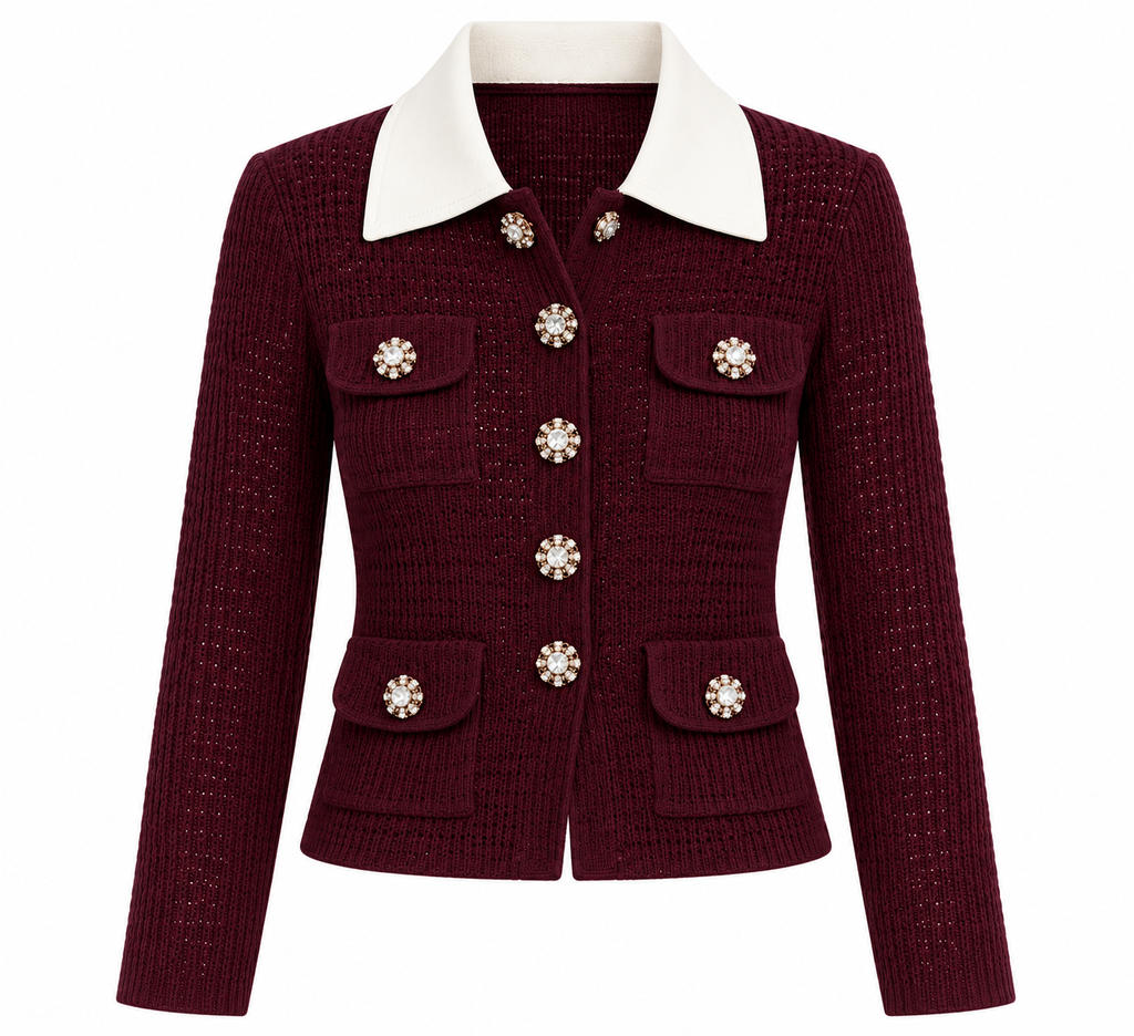 Gina Knit Cardigan – Burgundy