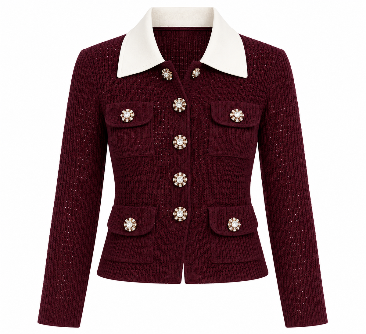 Gina Knit Cardigan – Burgundy